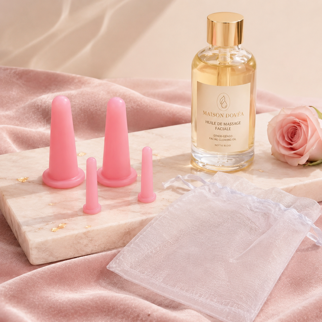 Coffret Cupping Visage — 4 ventouses en silicone rose